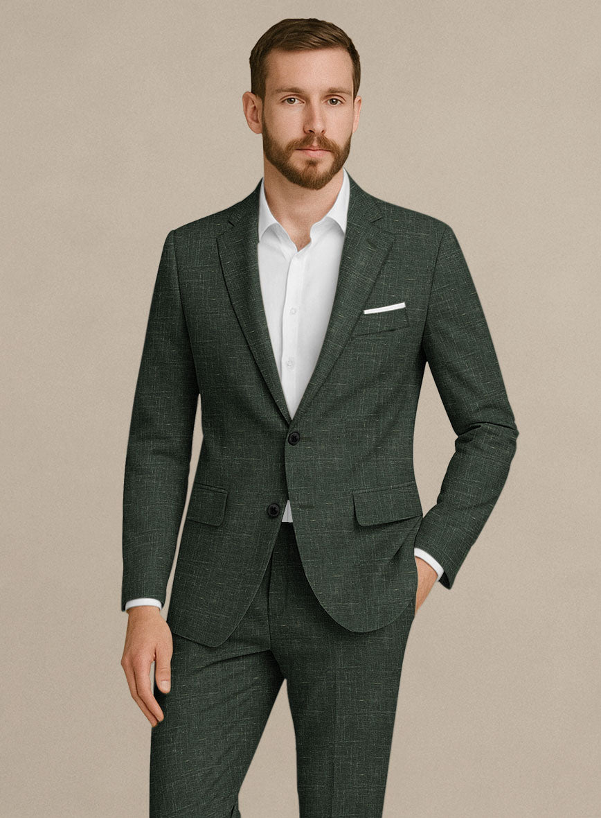 Italian Murano Bottle Green Wool Linen Suit - StudioSuits