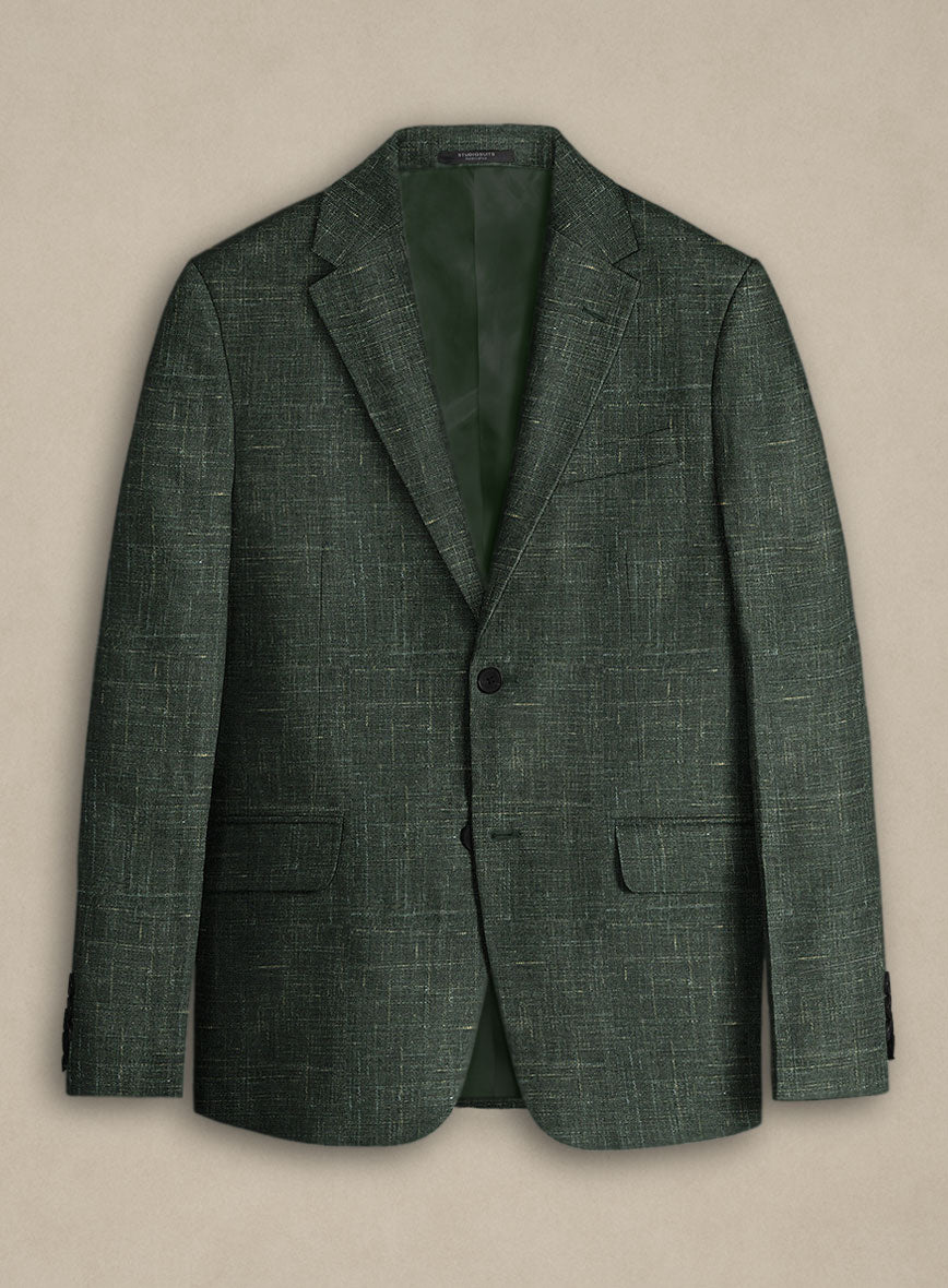 Italian Murano Bottle Green Wool Linen Suit - StudioSuits