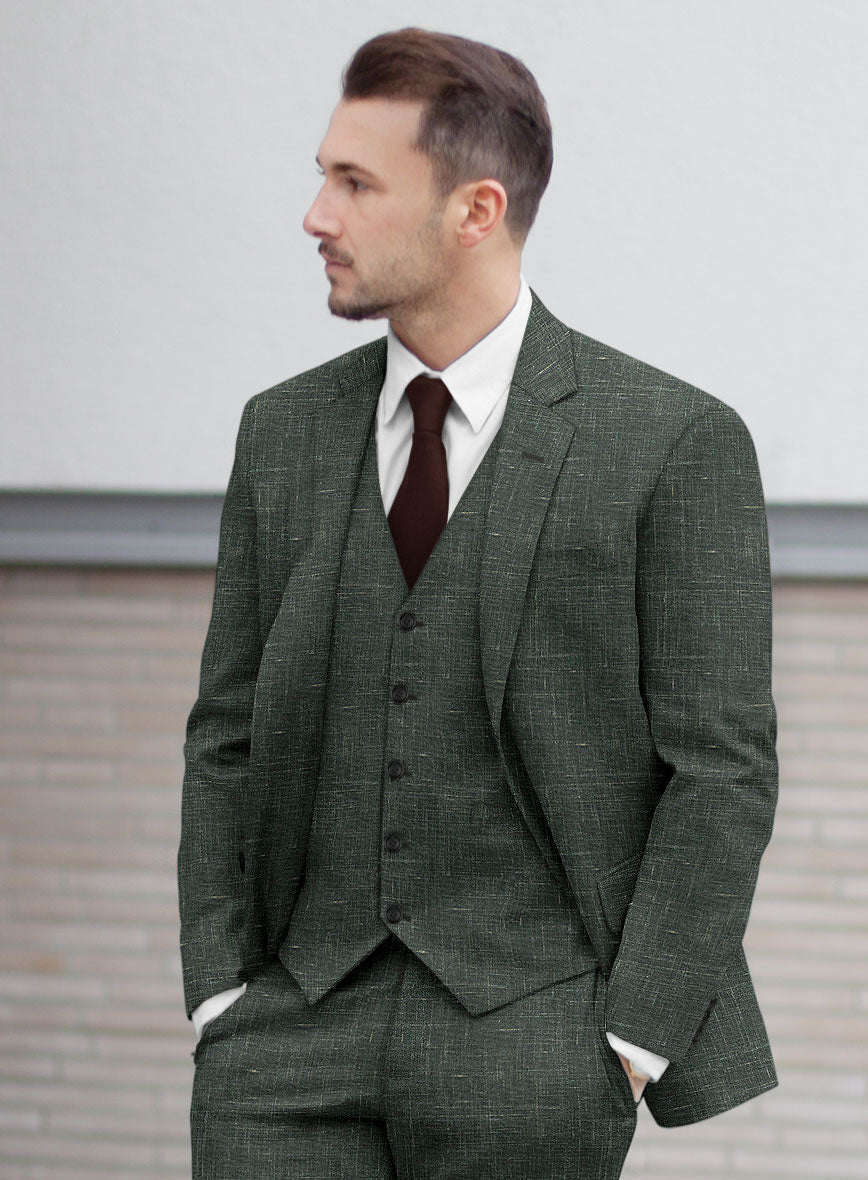 Italian Murano Bottle Green Wool Linen Jacket - StudioSuits