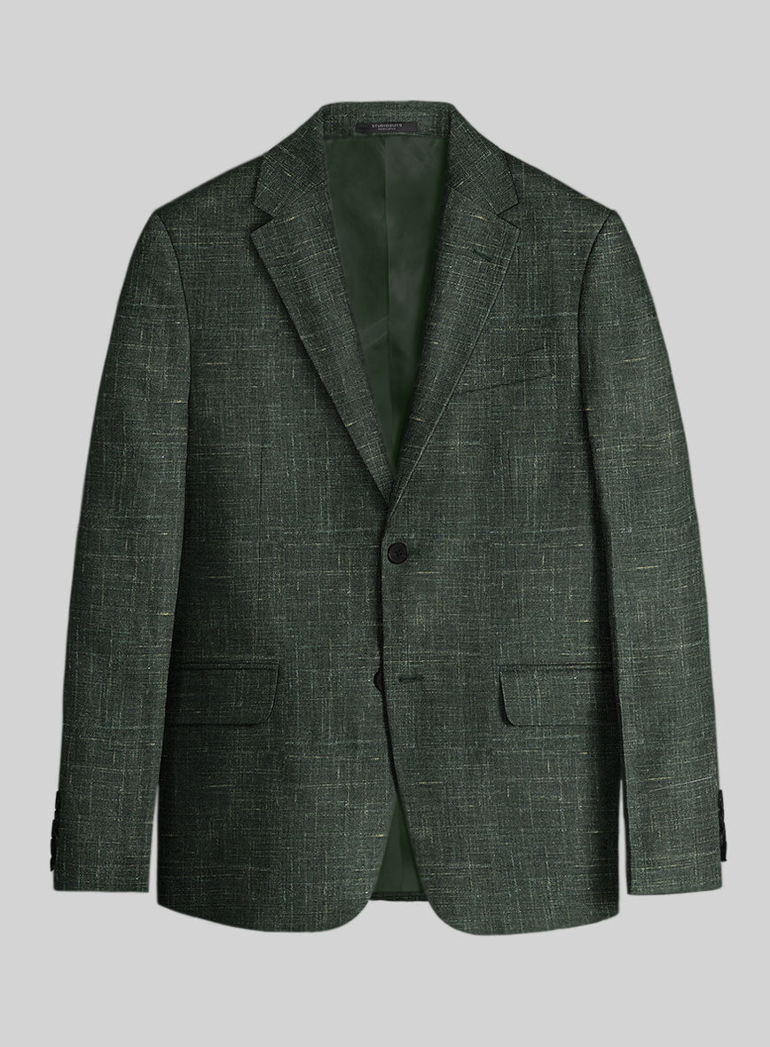 Italian Murano Bottle Green Wool Linen Jacket