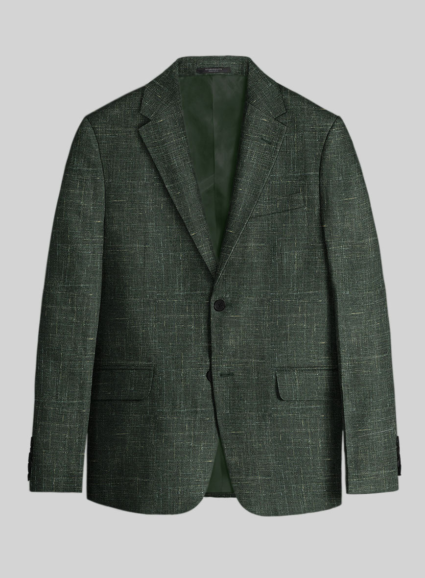 Italian Murano Bottle Green Wool Linen Jacket - StudioSuits