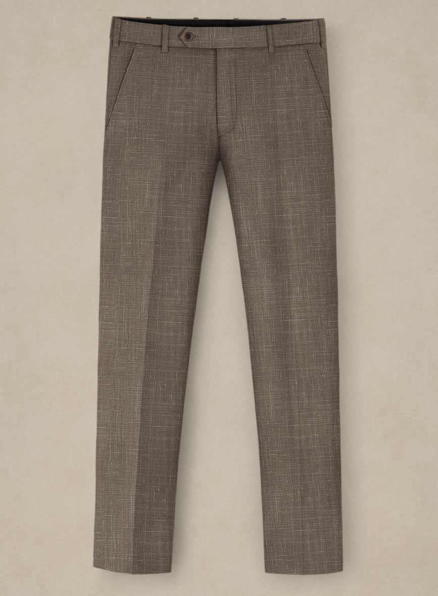 Italian Murano Brown Wool Linen Pants - StudioSuits