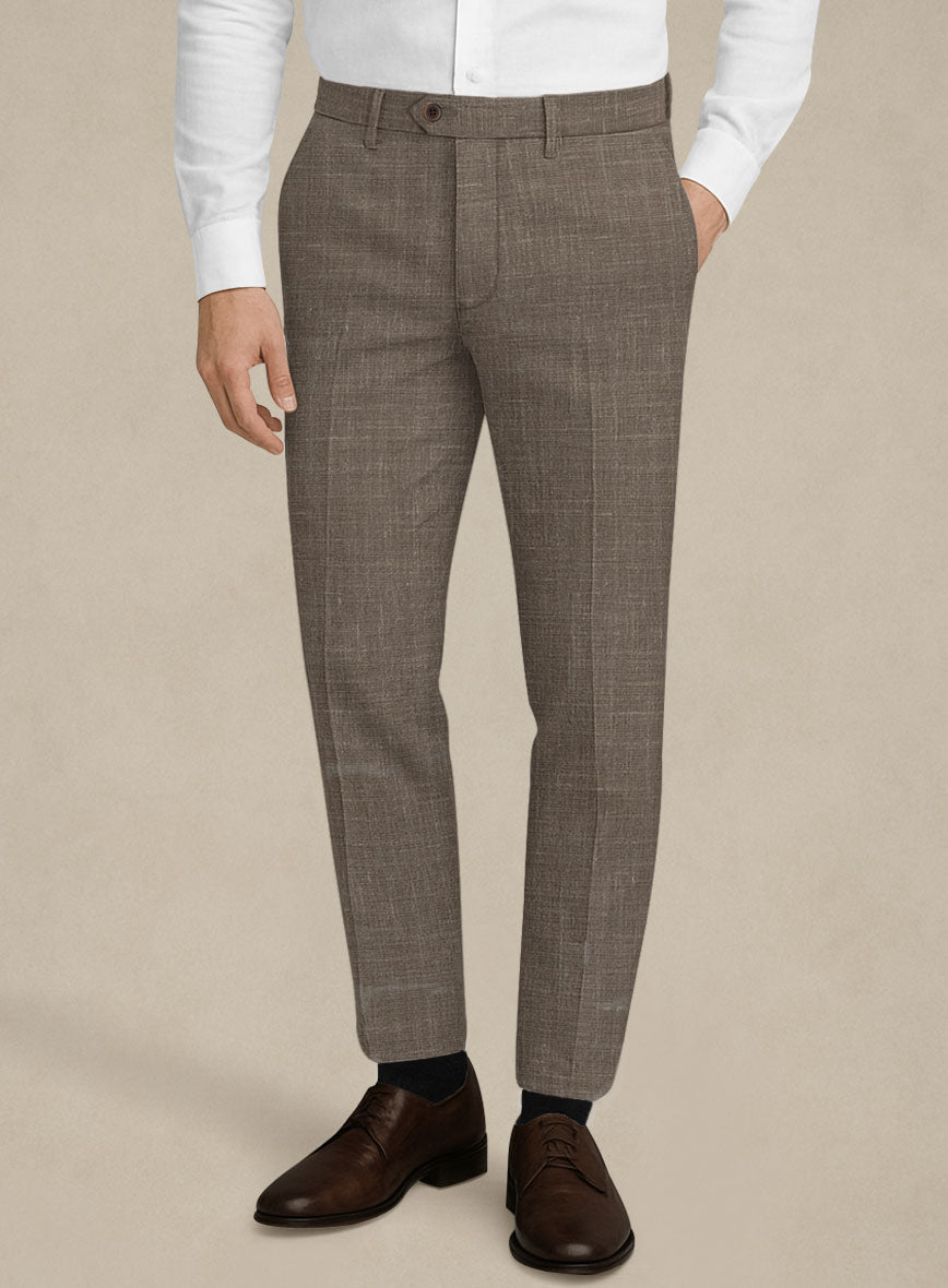Italian Murano Brown Wool Linen Pants - StudioSuits