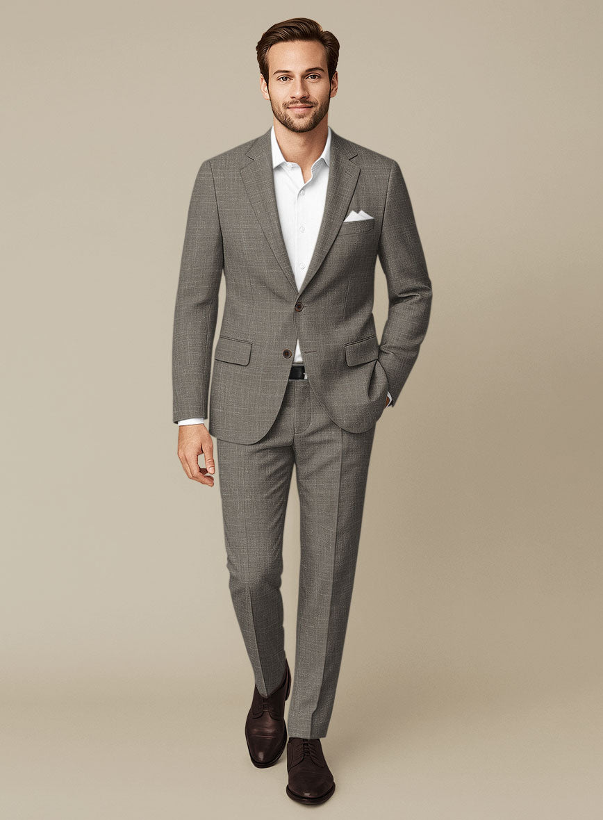 Italian Murano Brown Wool Linen Suit - StudioSuits