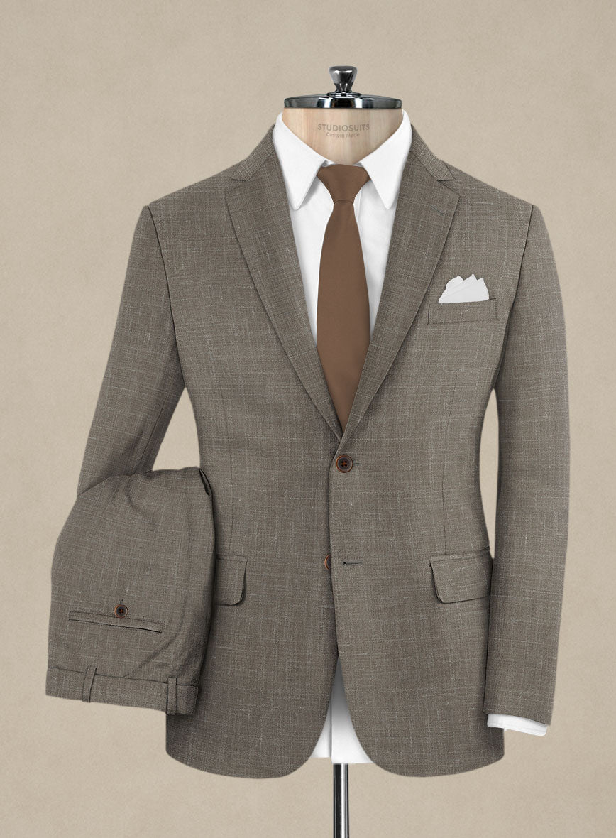 Italian Murano Brown Wool Linen Suit - StudioSuits