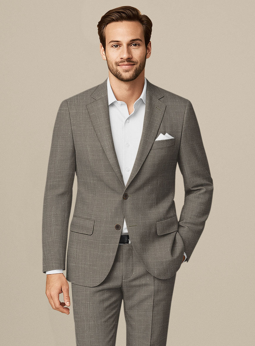 Italian Murano Brown Wool Linen Suit - StudioSuits