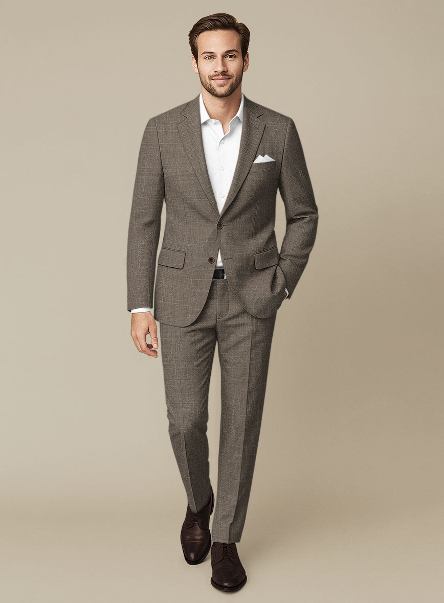 Italian Murano Brown Wool Linen Suit - StudioSuits