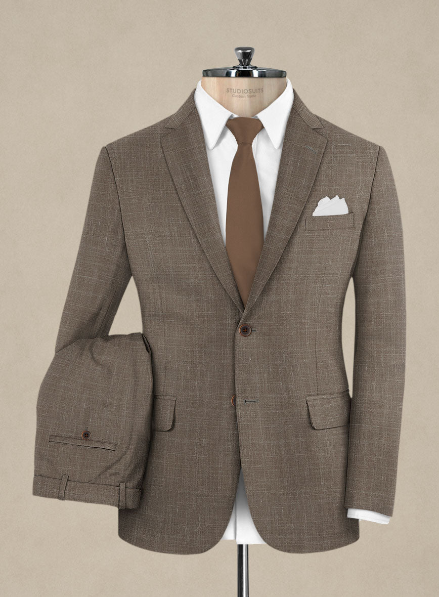 Italian Murano Brown Wool Linen Suit - StudioSuits