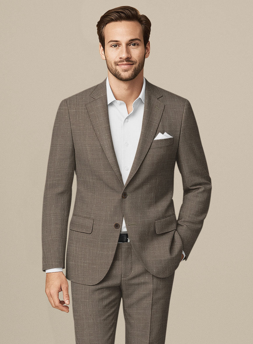 Italian Murano Brown Wool Linen Suit - StudioSuits