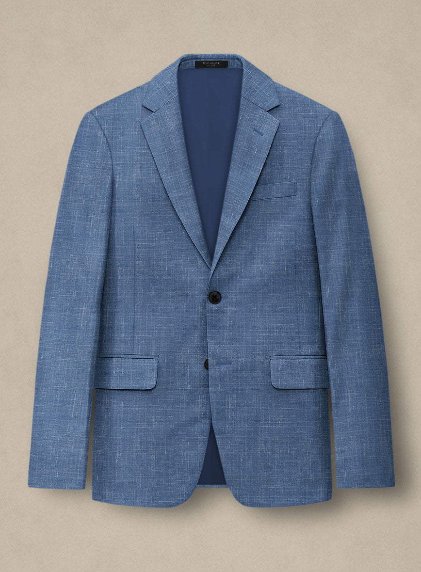 Italian Murano Cadel Blue Wool Linen Jacket - StudioSuits