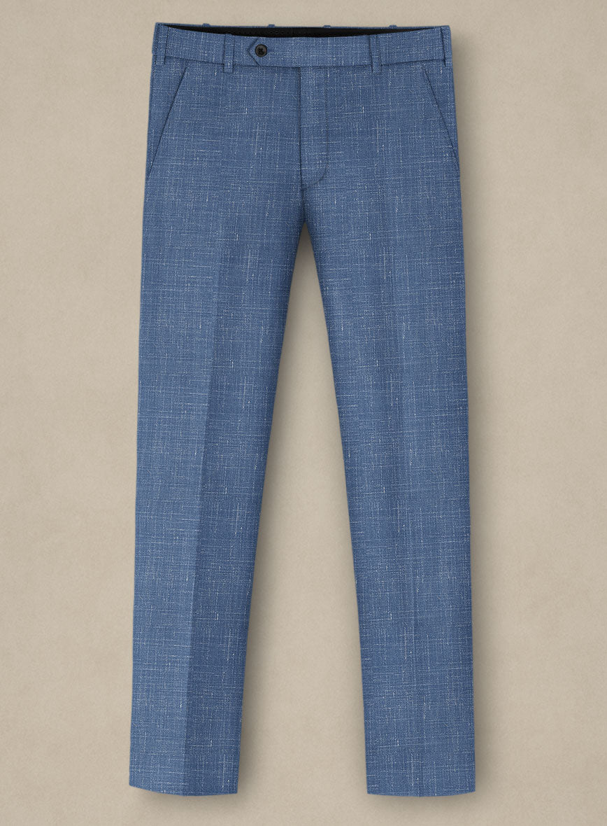 Italian Murano Cadel Blue Wool Linen Pants - StudioSuits