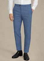 Italian Murano Cadel Blue Wool Linen Pants - StudioSuits