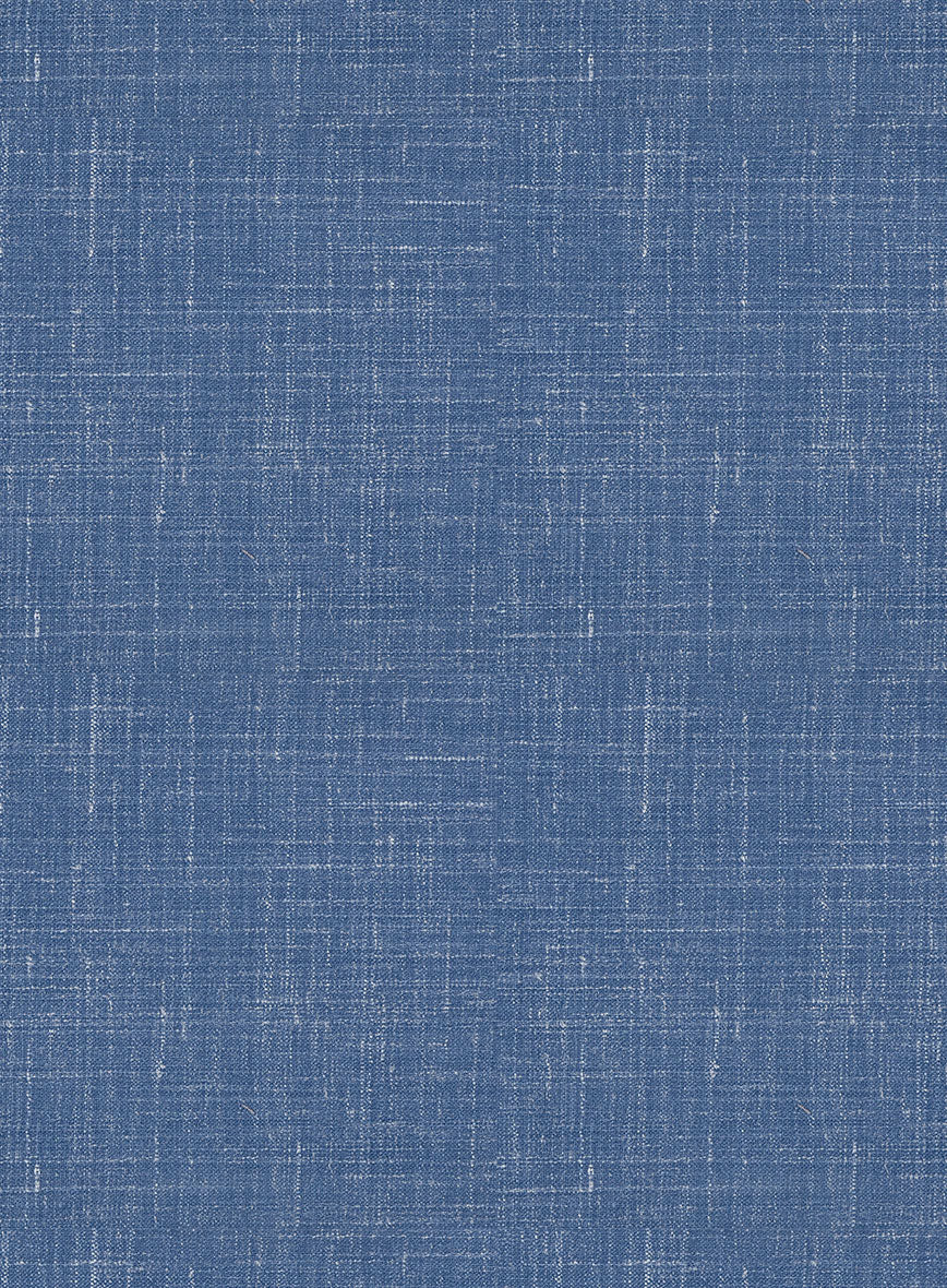 Italian Murano Cadel Blue Wool Linen Pants - StudioSuits