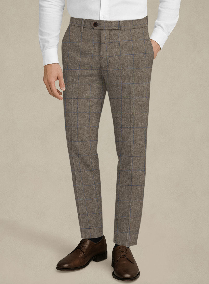Italian Murano Cedra Brown Wool Linen Silk Pants - StudioSuits