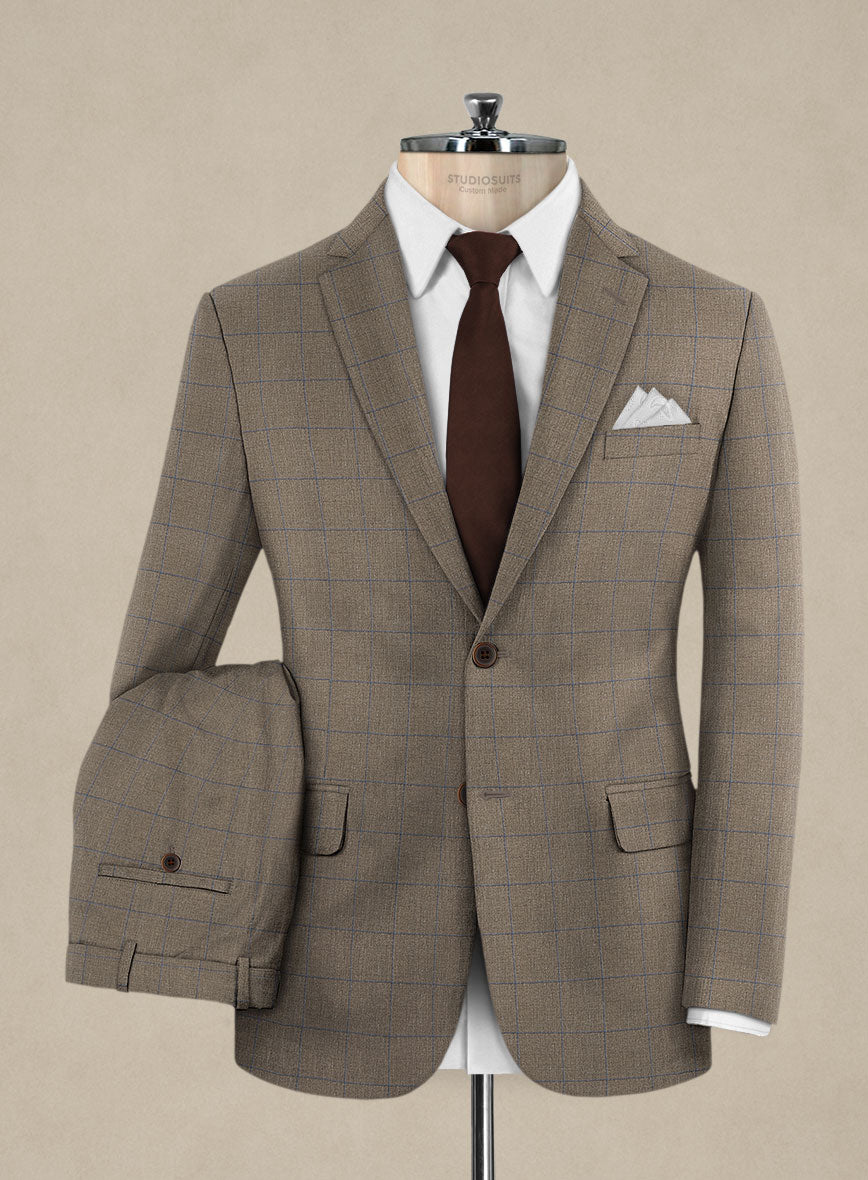 Italian Murano Cedra Brown Wool Linen Silk Suit - StudioSuits