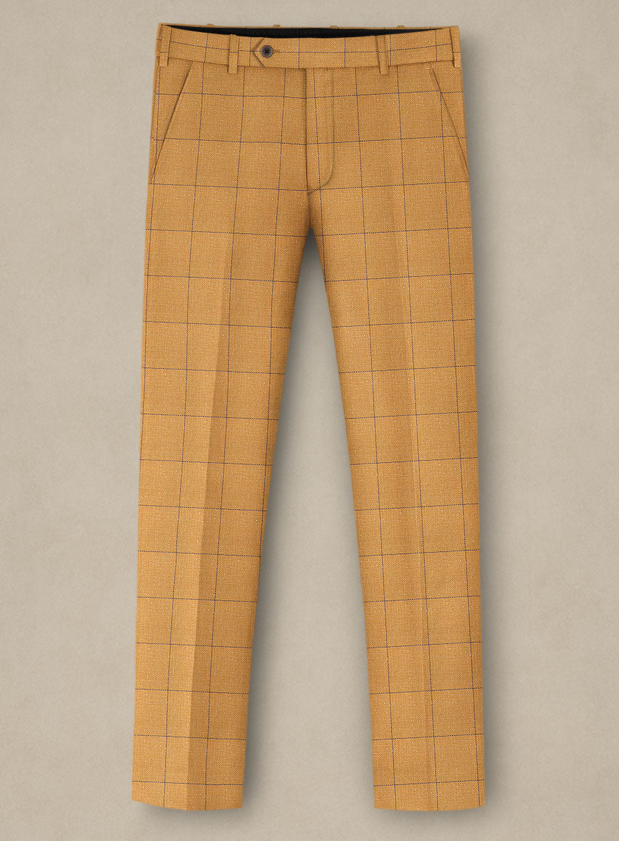 Italian Murano Cimio Mustard Wool Linen Silk Pants - StudioSuits