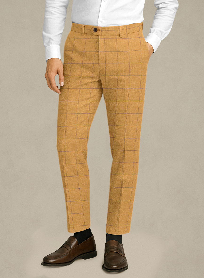 Italian Murano Cimio Mustard Wool Linen Silk Pants - StudioSuits