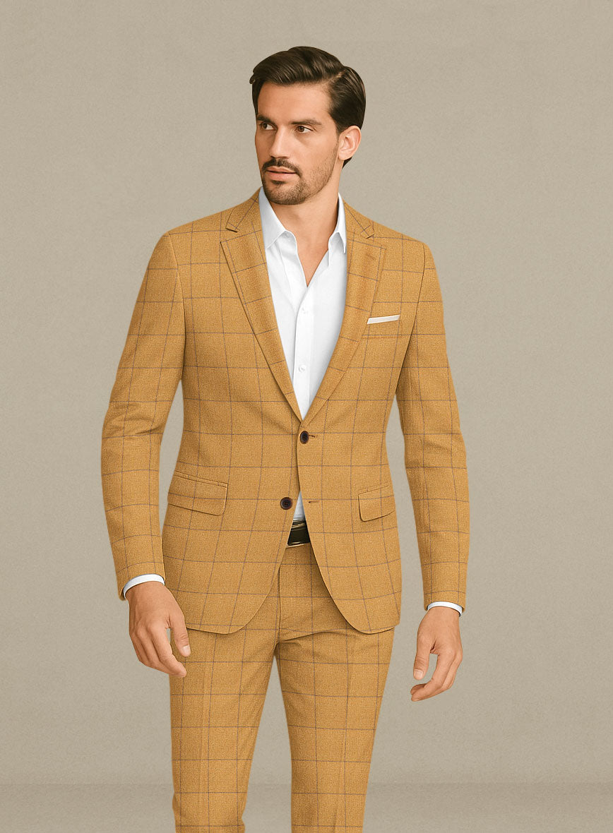 Italian Murano Cimio Mustard Wool Linen Silk Suit - StudioSuits