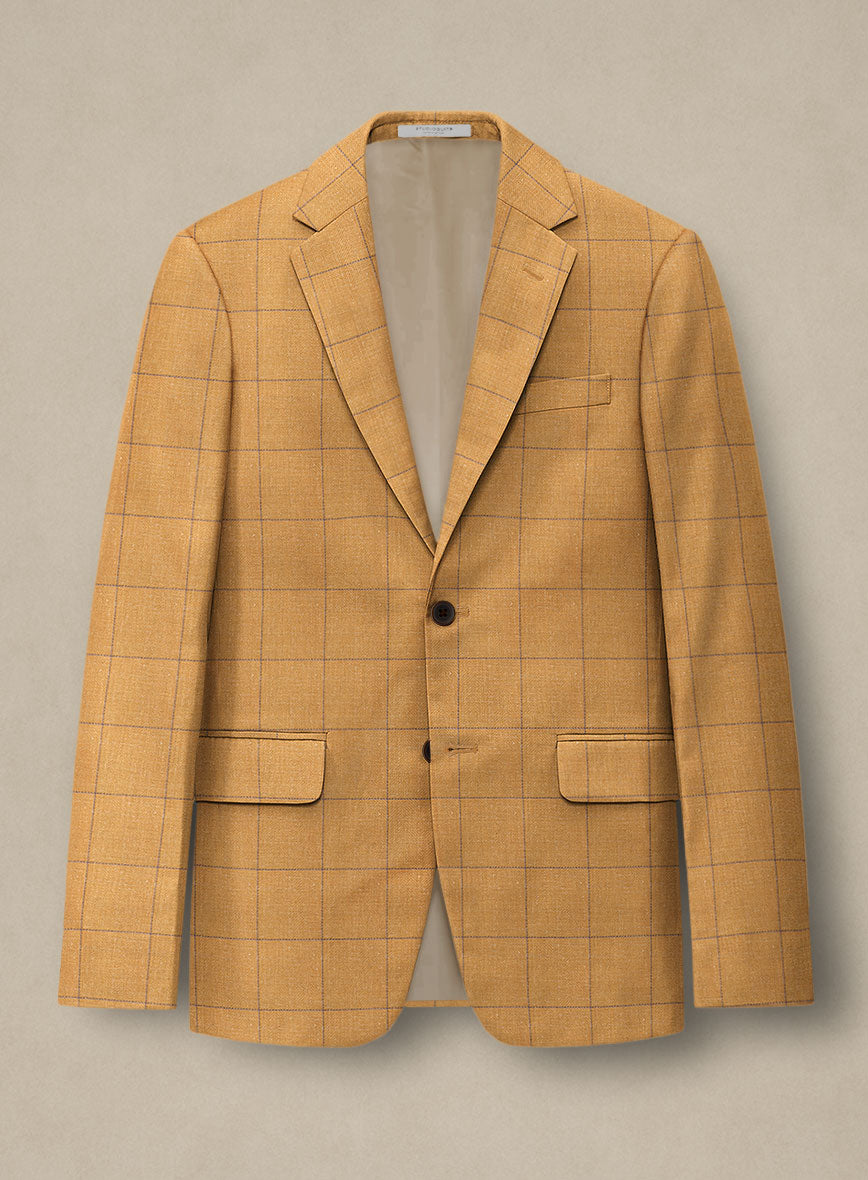 Italian Murano Cimio Mustard Wool Linen Silk Suit - StudioSuits