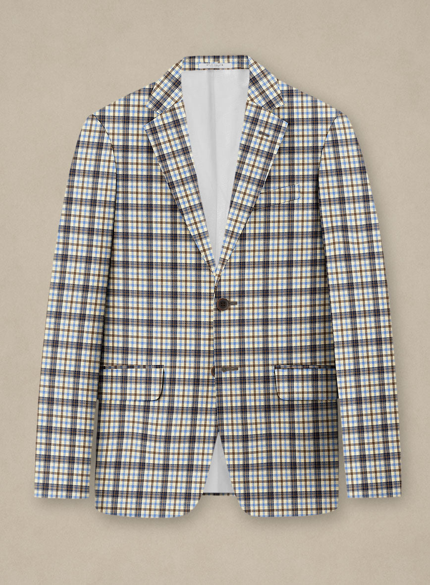 Italian Murano Cipco Checks Wool Linen Silk Jacket - StudioSuits