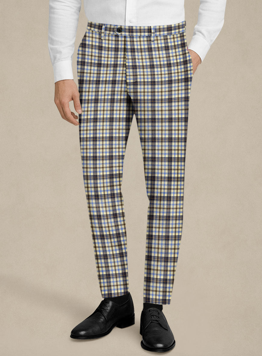 Italian Murano Cipco Checks Wool Linen Silk Pants - StudioSuits