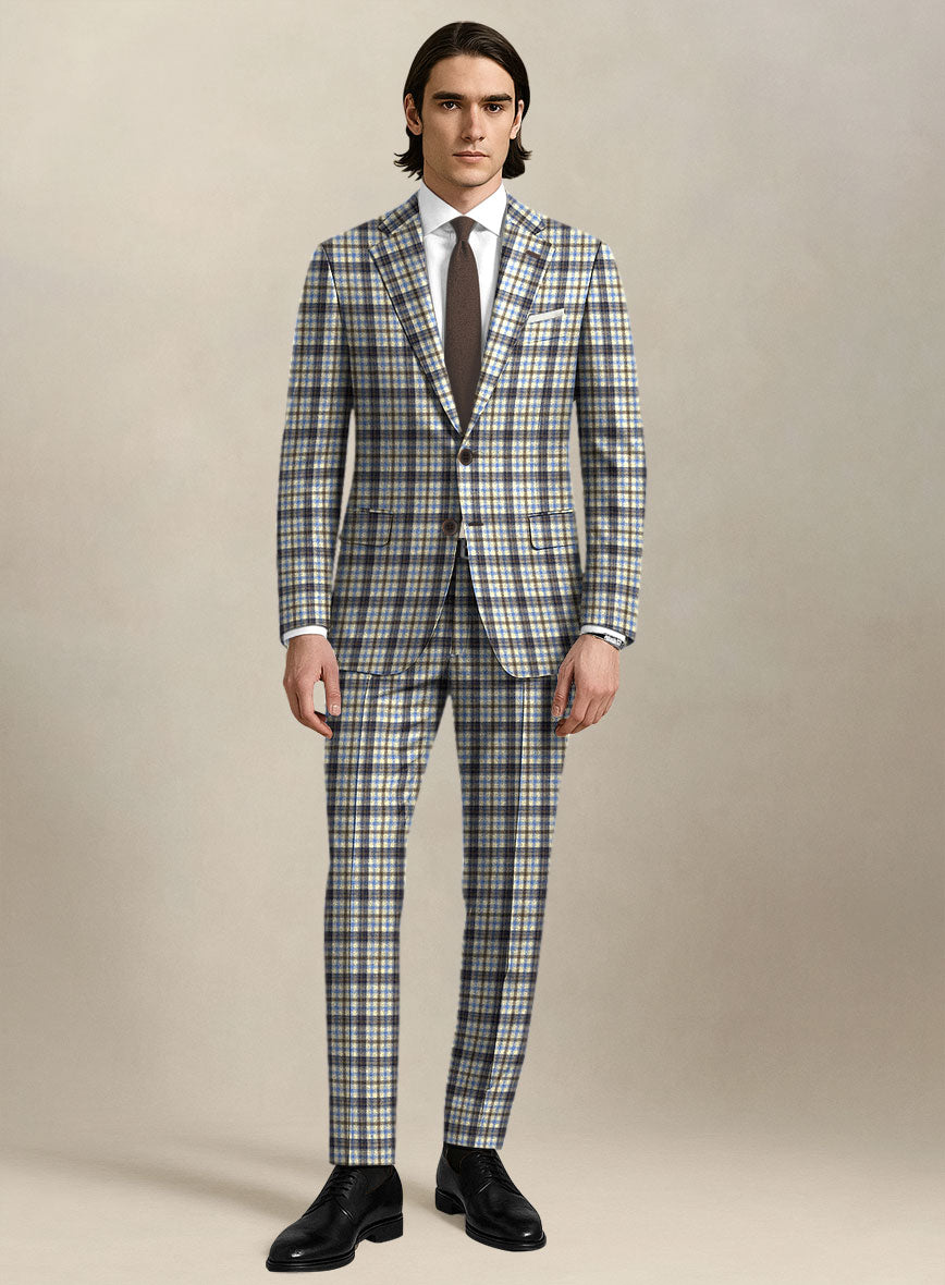 Italian Murano Cipco Checks Wool Linen Silk Suit - StudioSuits
