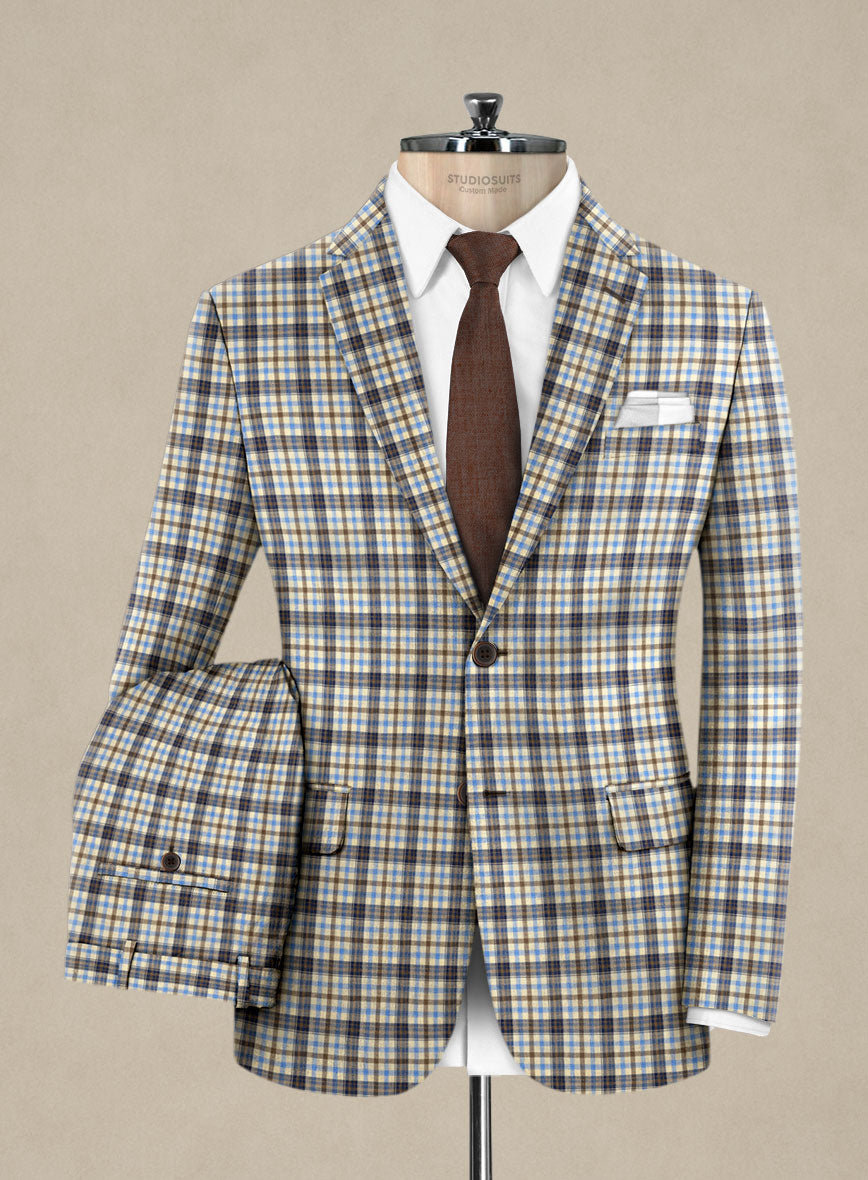 Italian Murano Cipco Checks Wool Linen Silk Suit - StudioSuits