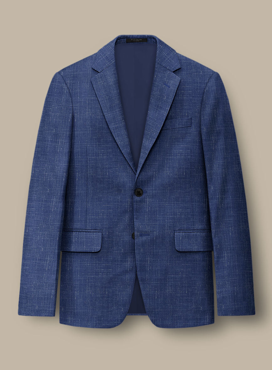 Italian Murano Cobalt Blue Wool Linen Suit - StudioSuits