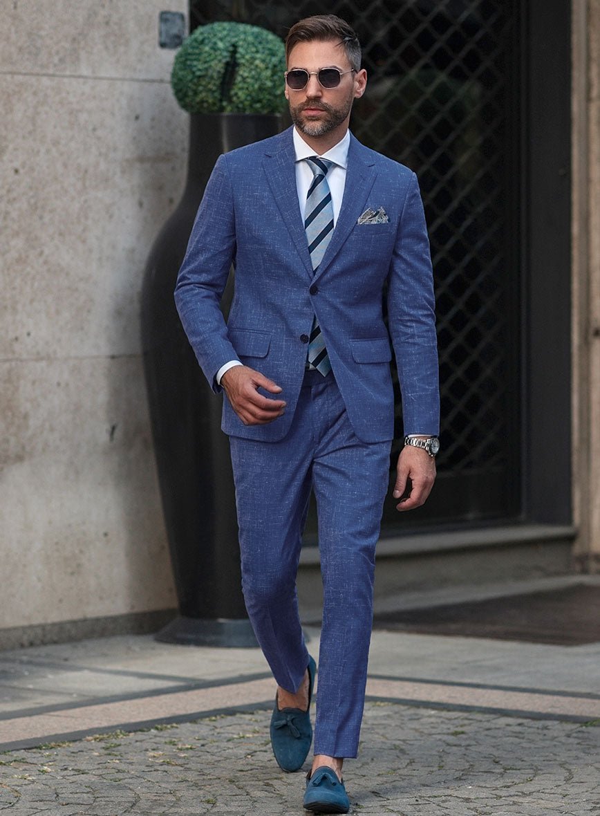 Italian Murano Cobalt Blue Wool Linen Suit – StudioSuits