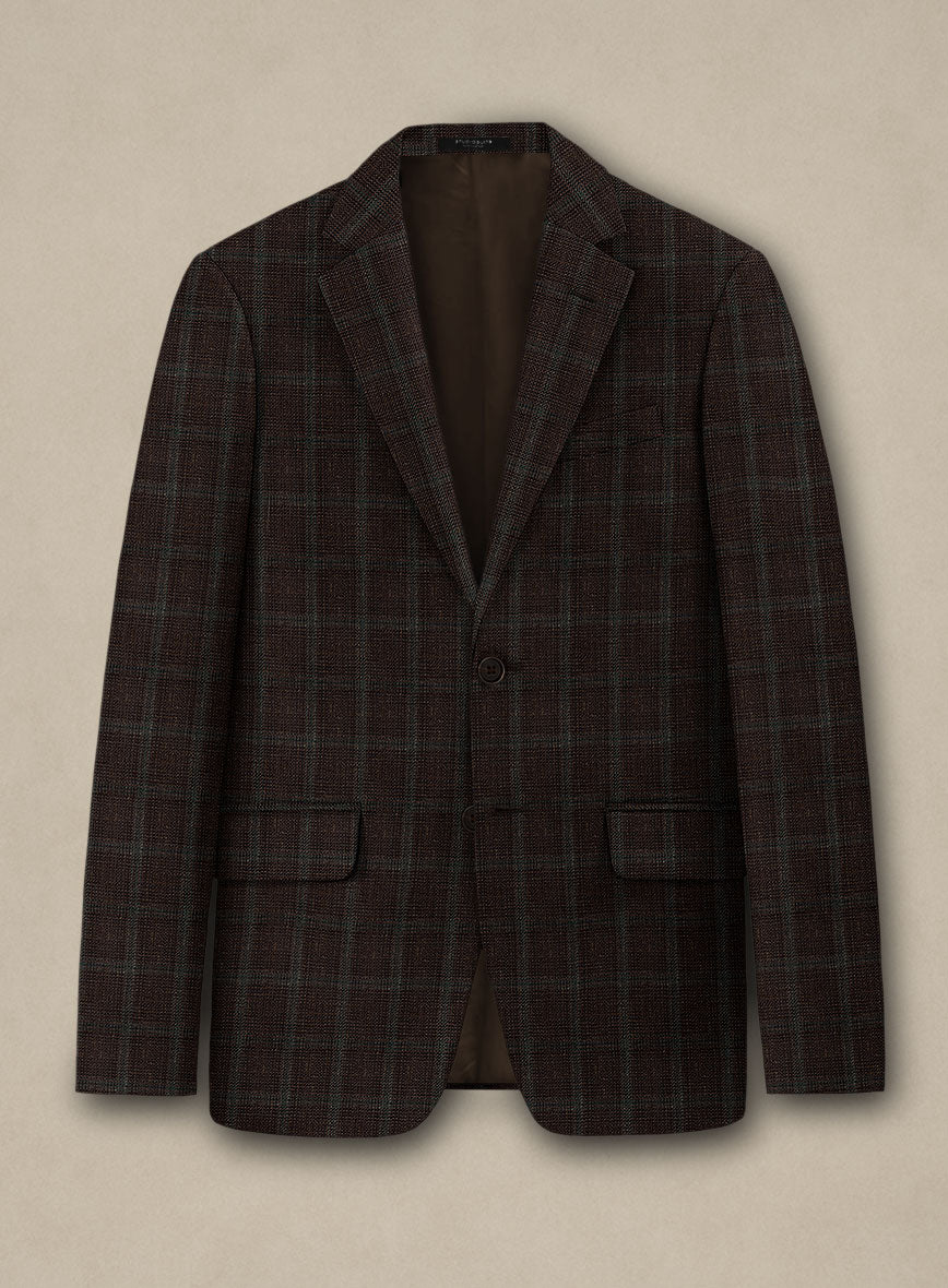 Italian Murano Corri Checks Wool Linen Silk Jacket - StudioSuits