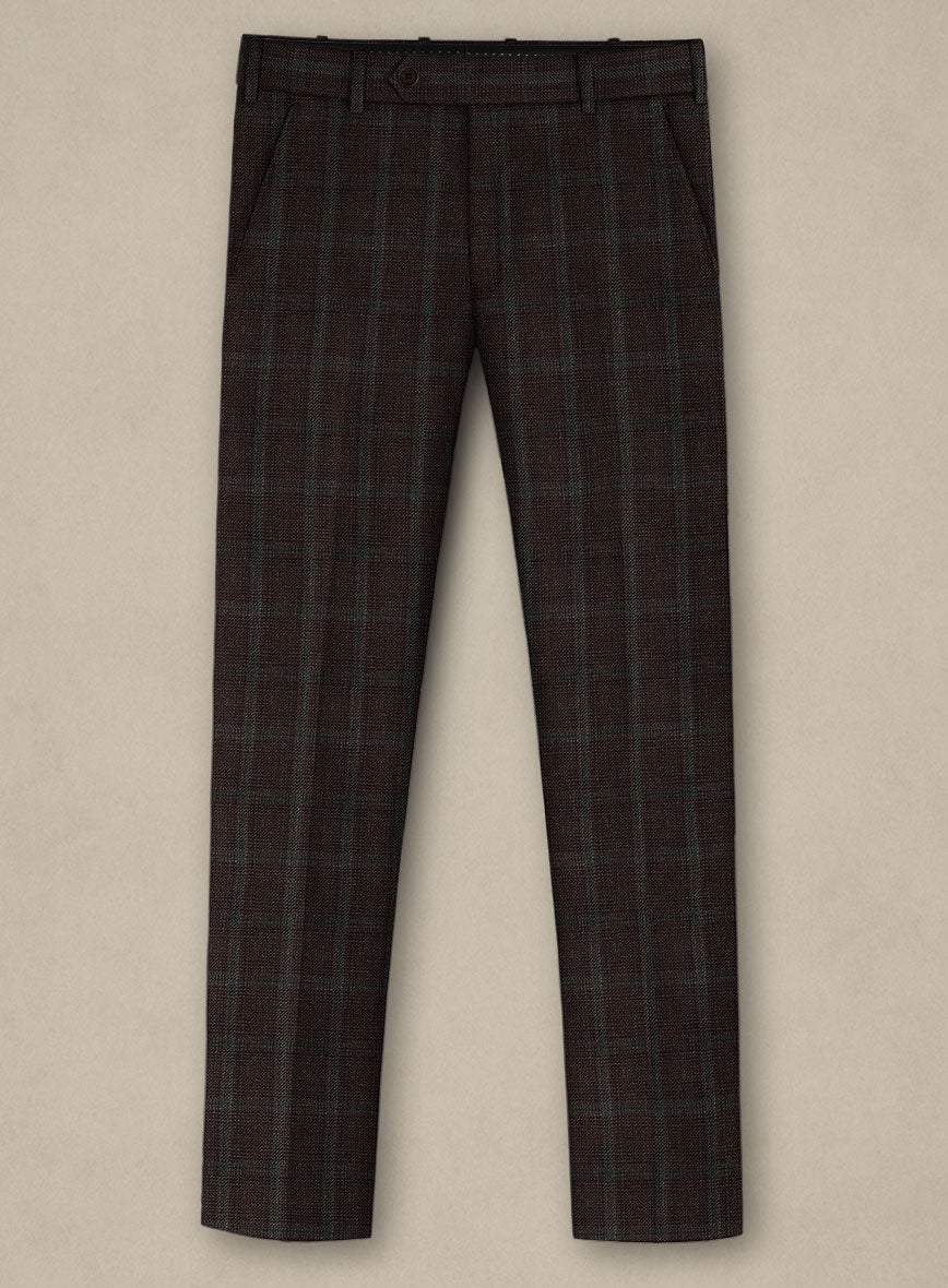 Italian Murano Corri Checks Wool Linen Silk Pants - StudioSuits