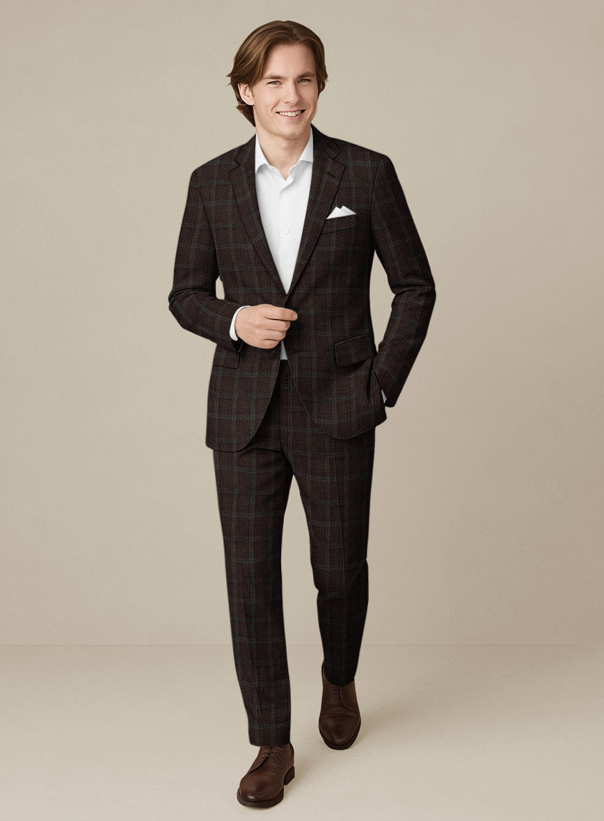 Italian Murano Corri Checks Wool Linen Silk Suit - StudioSuits