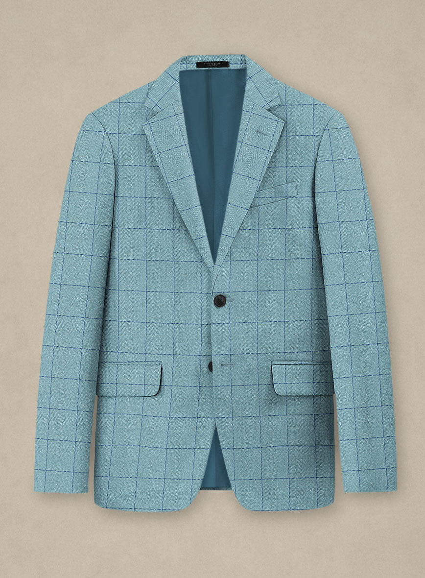 Italian Murano Domar Blue Wool Linen Silk Suit - StudioSuits