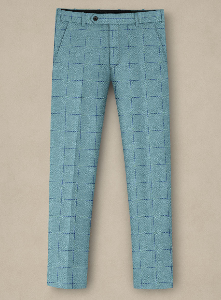 Italian Murano Domar Blue Wool Linen Silk Suit - StudioSuits