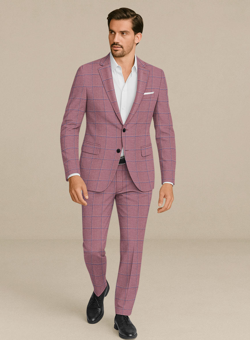 Italian Murano Drope Pink Wool Linen Silk Suit - StudioSuits
