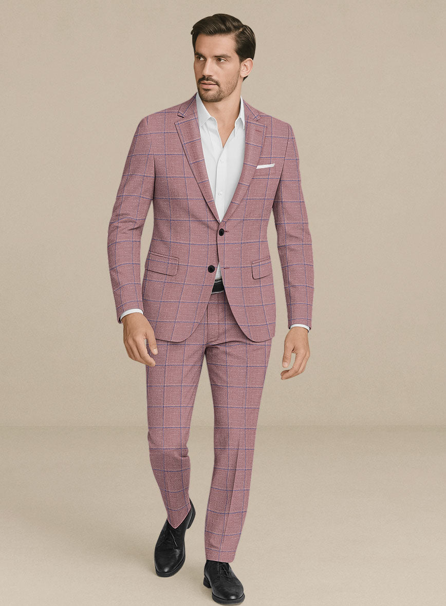 Italian Murano Drope Pink Wool Linen Silk Suit - StudioSuits