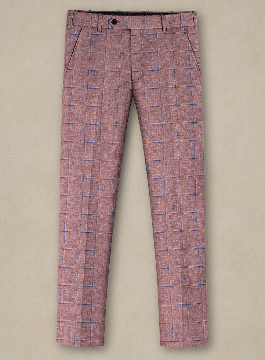 Italian Murano Drope Pink Wool Linen Silk Pants - StudioSuits