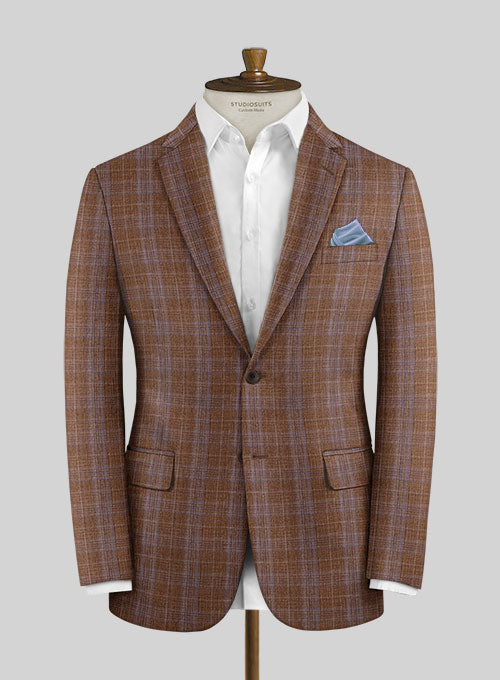 Italian Murano Eduado Brown Wool Linen Jacket - StudioSuits