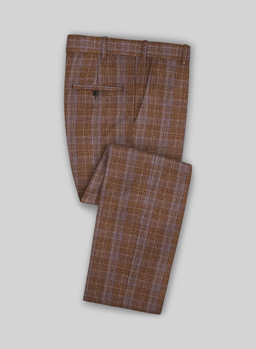 Italian Murano Eduado Brown Wool Linen Pants - StudioSuits