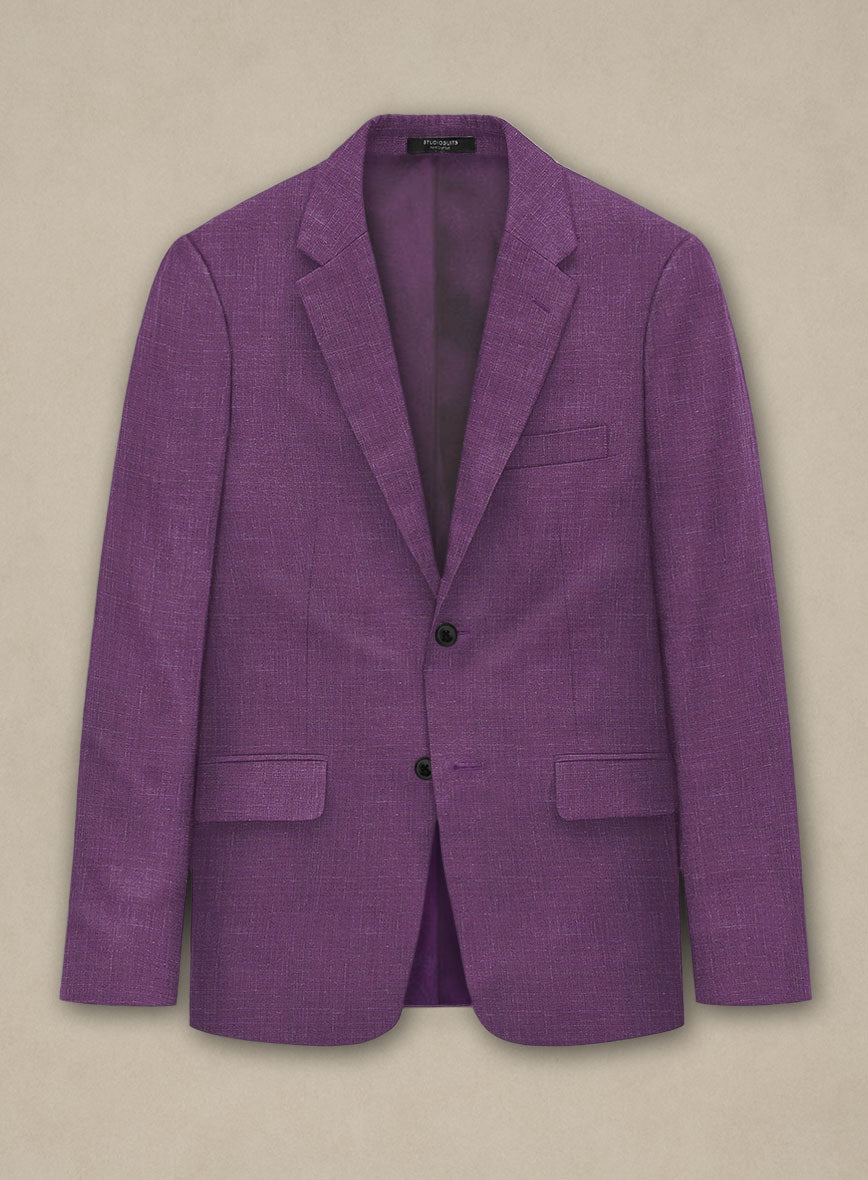 Italian Murano Eggplant Wool Linen Jacket - StudioSuits