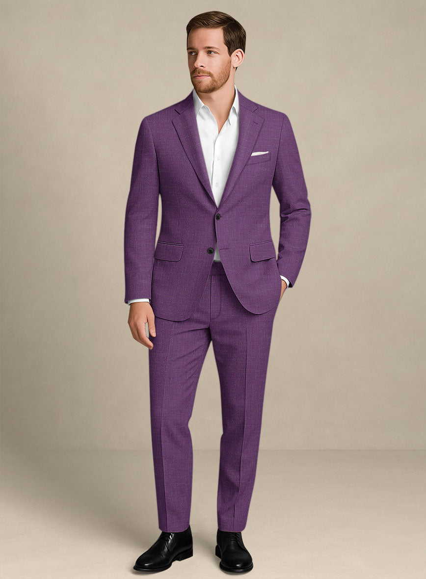 Italian Murano Eggplant Wool Linen Suit - StudioSuits