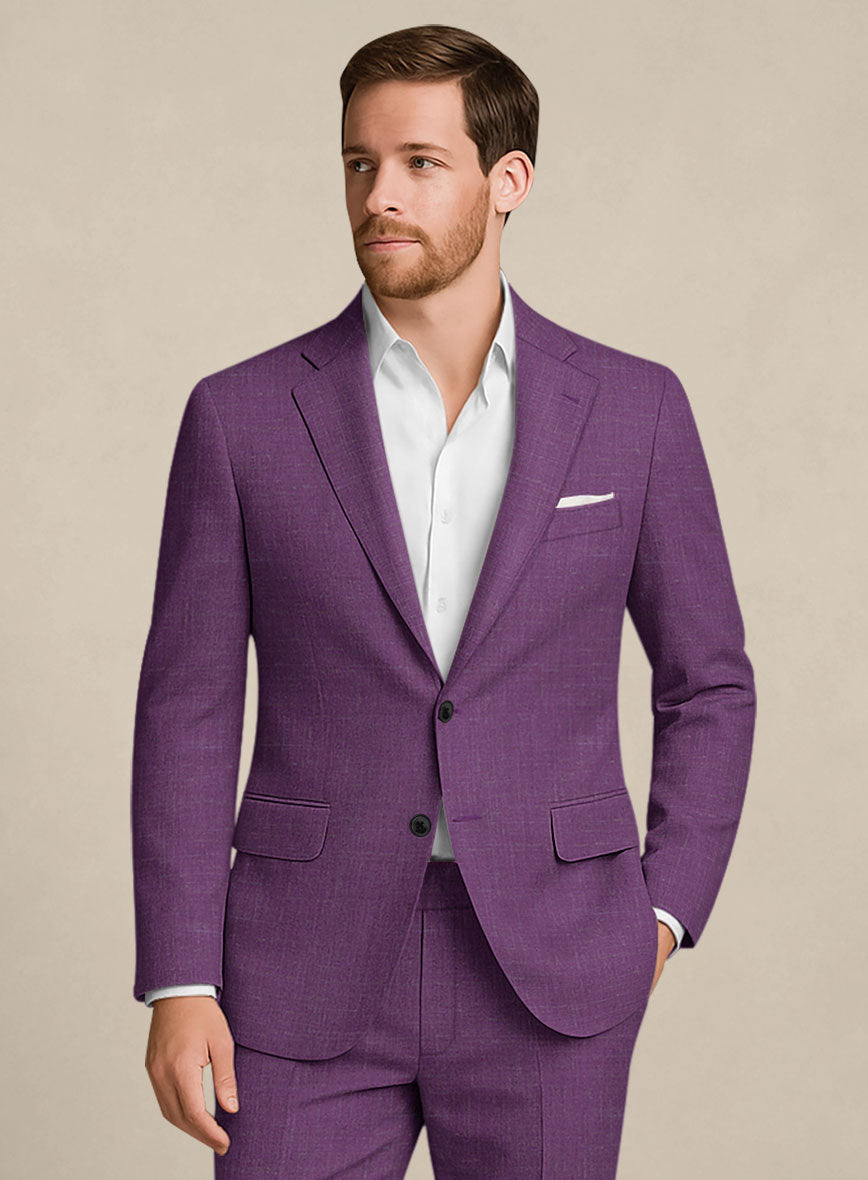 Italian Murano Eggplant Wool Linen Suit - StudioSuits