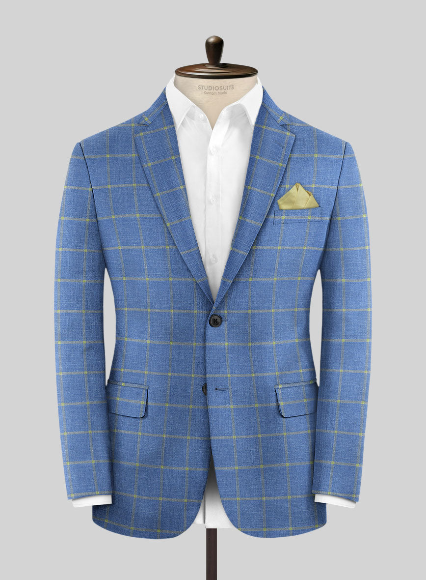 Italian Murano Eginda Blue Wool Linen Jacket - StudioSuits