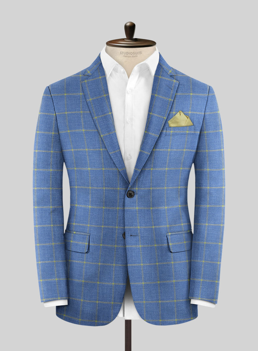 Italian Murano Eginda Blue Wool Linen Jacket