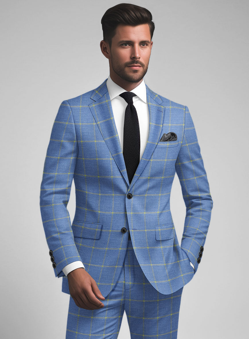 Italian Murano Eginda Blue Wool Linen Jacket