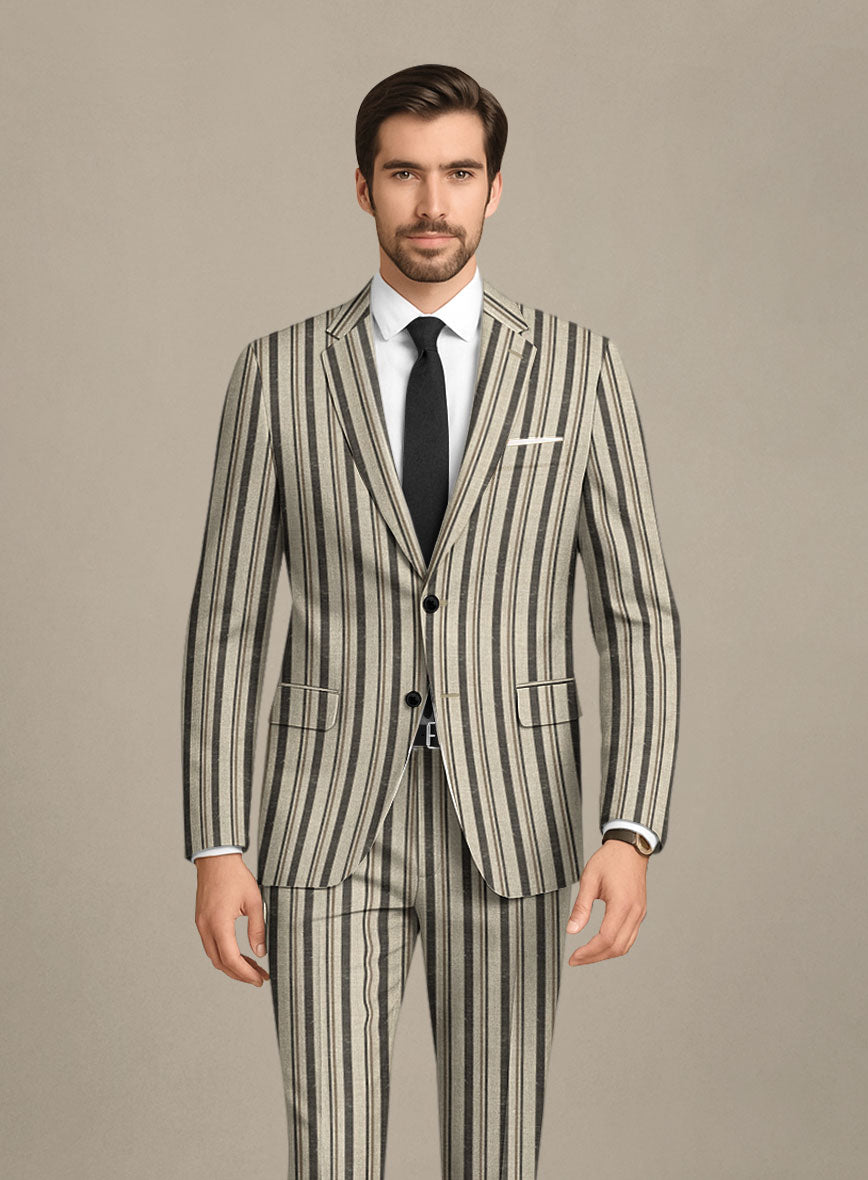 Italian Murano Emario Stripe Wool Linen Silk Jacket - StudioSuits