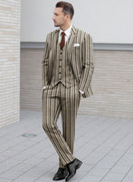 Italian Murano Emario Stripe Wool Linen Silk Suit - StudioSuits