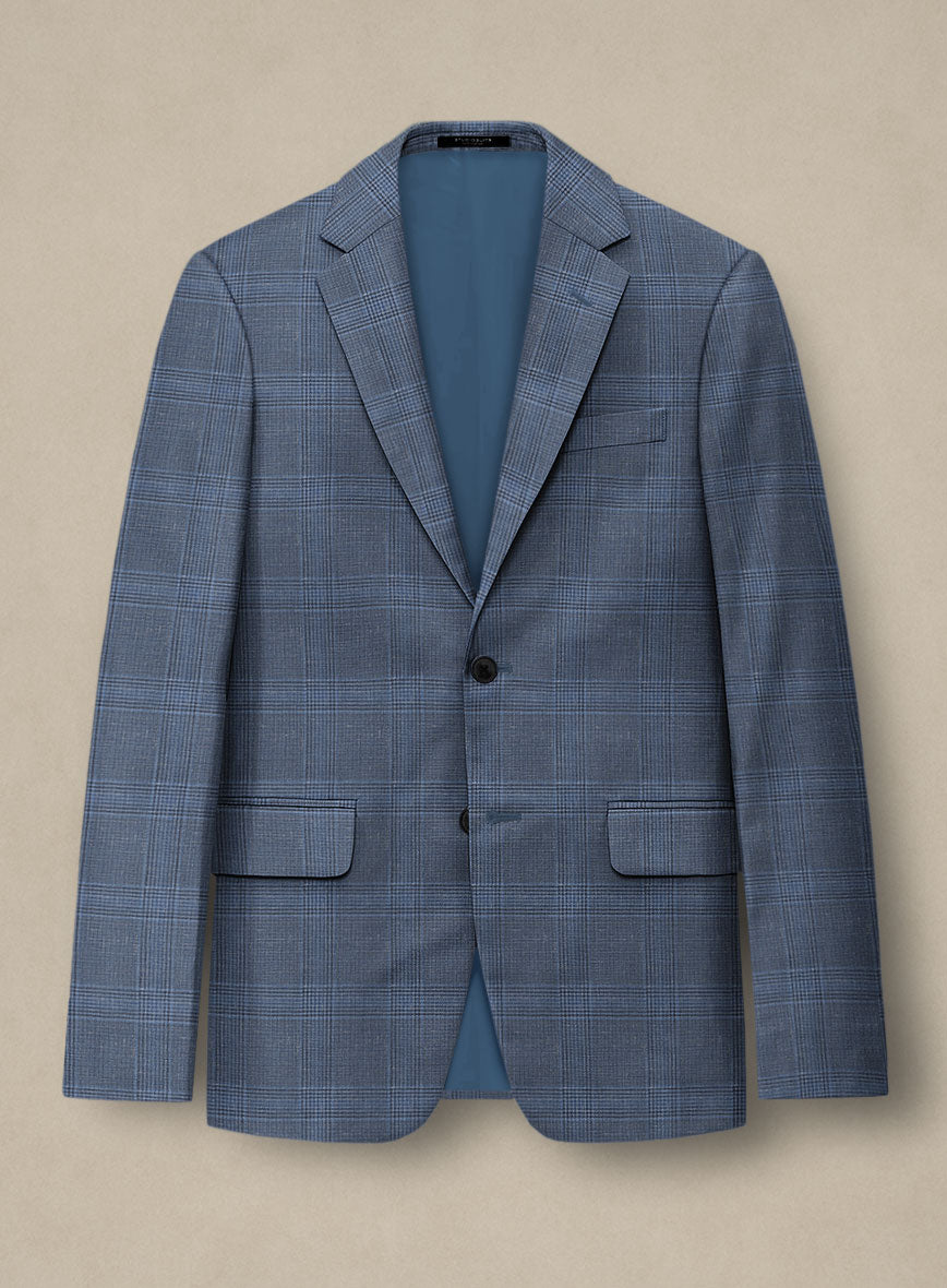 Italian Murano Enora Blue Wool Linen Silk Jacket - StudioSuits
