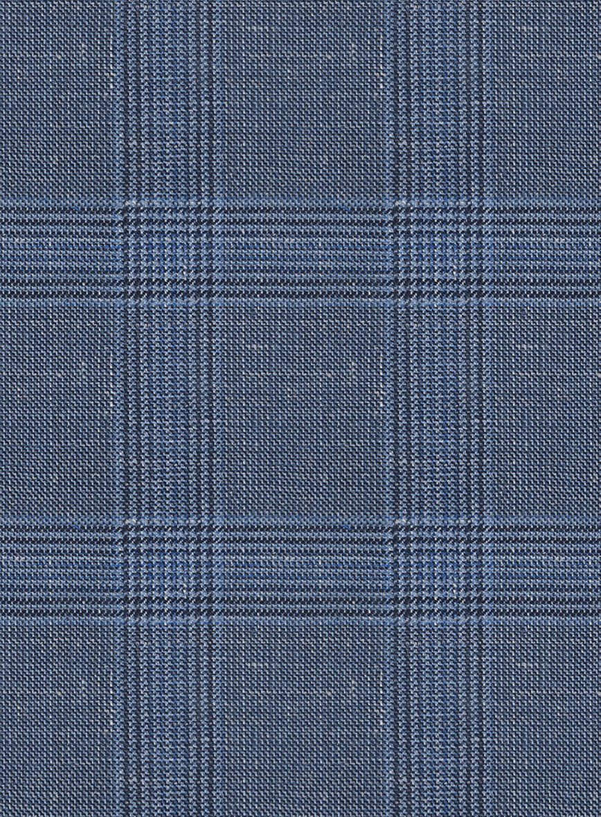 Italian Murano Enora Blue Wool Linen Silk Suit - StudioSuits