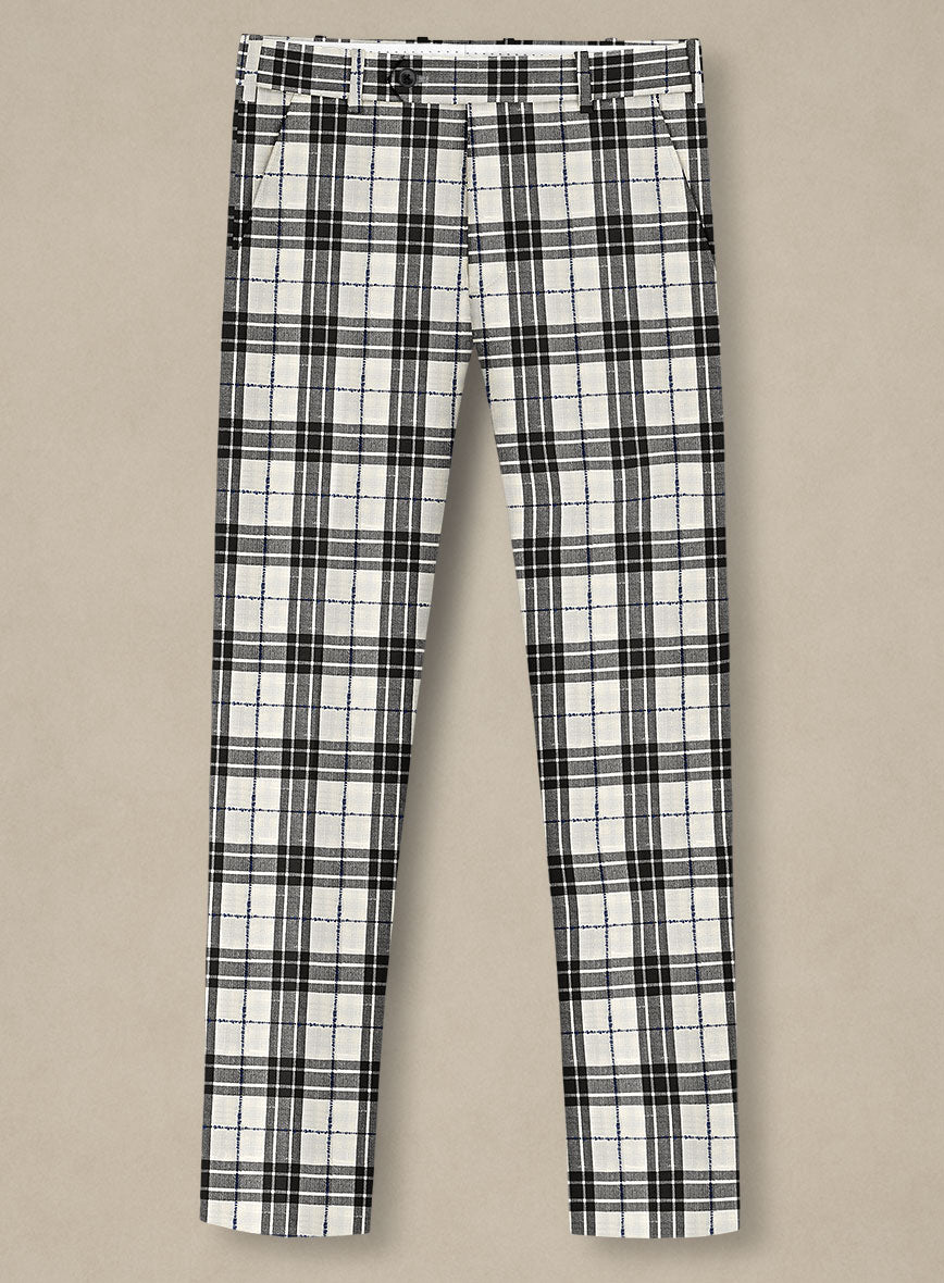 Italian Murano Ernio Checks Wool Linen Silk Pants - StudioSuits